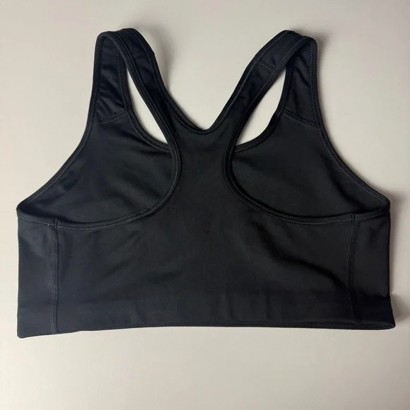 Nike Swoosh Sports Bra Size XL Black Dri-FIT Racerback Medium Support Gym - Picture 2 of 9